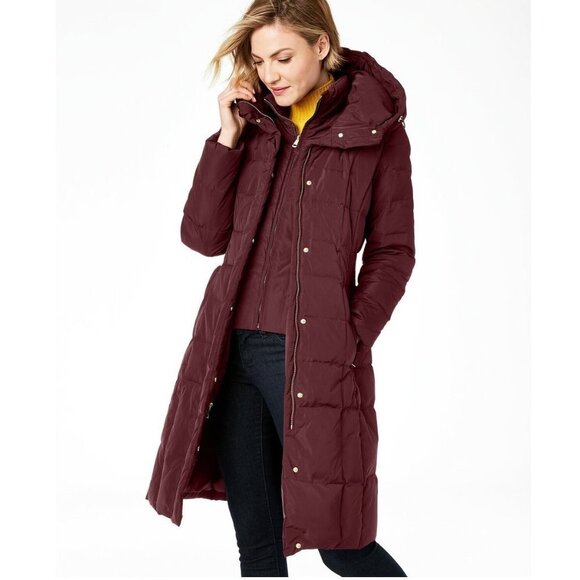 Cole Haan Signature in Burgundy Down Zip Up Winter Coat Z71 - Picture 1 of 11